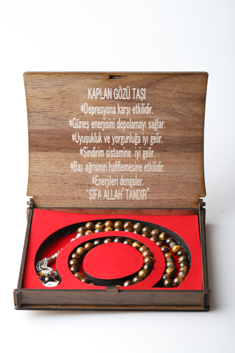 KUTULU 33 LÜ TESBİH BİLEKLİK SETİ KAPLANGÖZÜ