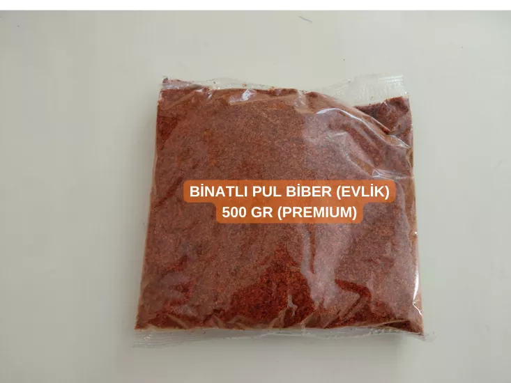 BİNATLI PUL BİBER (EVLİK) 500 GR (PREMIUM)