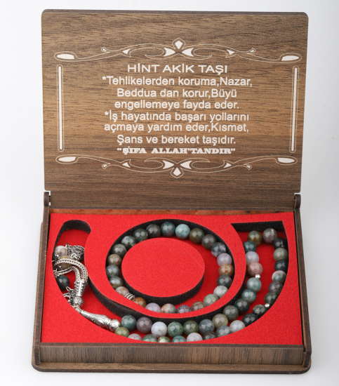 KUTULU 33 LÜ TESBİH BİLEKLİK SETİ HİNT AKİĞİ