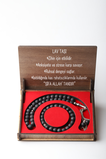 KUTULU 33 LÜ TESBİH BİLEKLİK SETİ LAV TAŞI