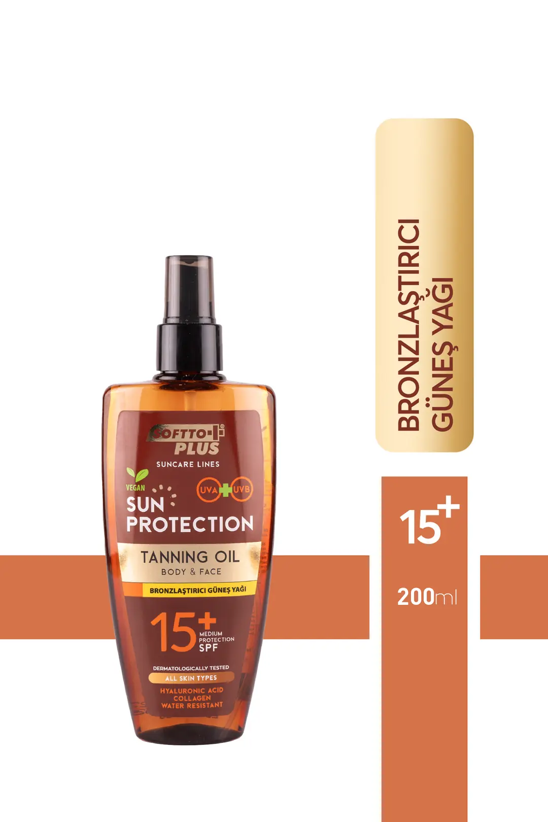 SOFTTO PLUS BRONZLAŞTIRICI GÜNEŞ YAĞI 200 ML (15 FAKTÖR)